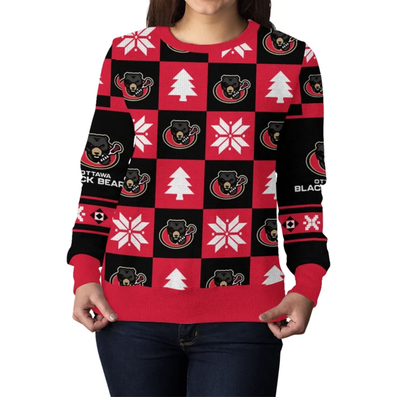 Special Release Ugly Sweater Ottawa Blackbears National Lacrosse League All Over Prints Christmas Season HONLL190924SW01OBB