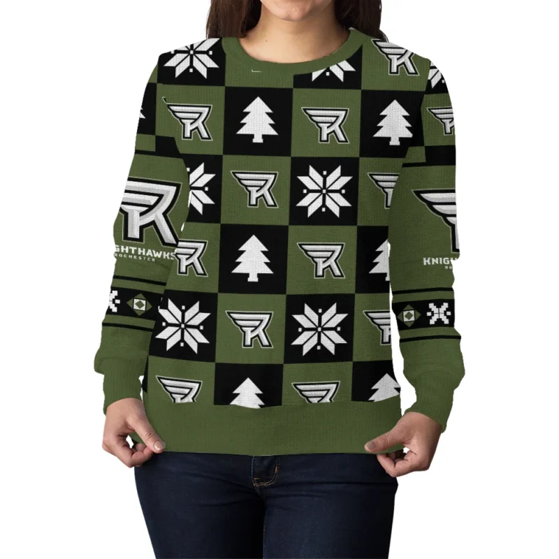 Special Release Ugly Sweater Rochester Knighthawks National Lacrosse League All Over Prints Christmas Season HONLL190924SW01ROC