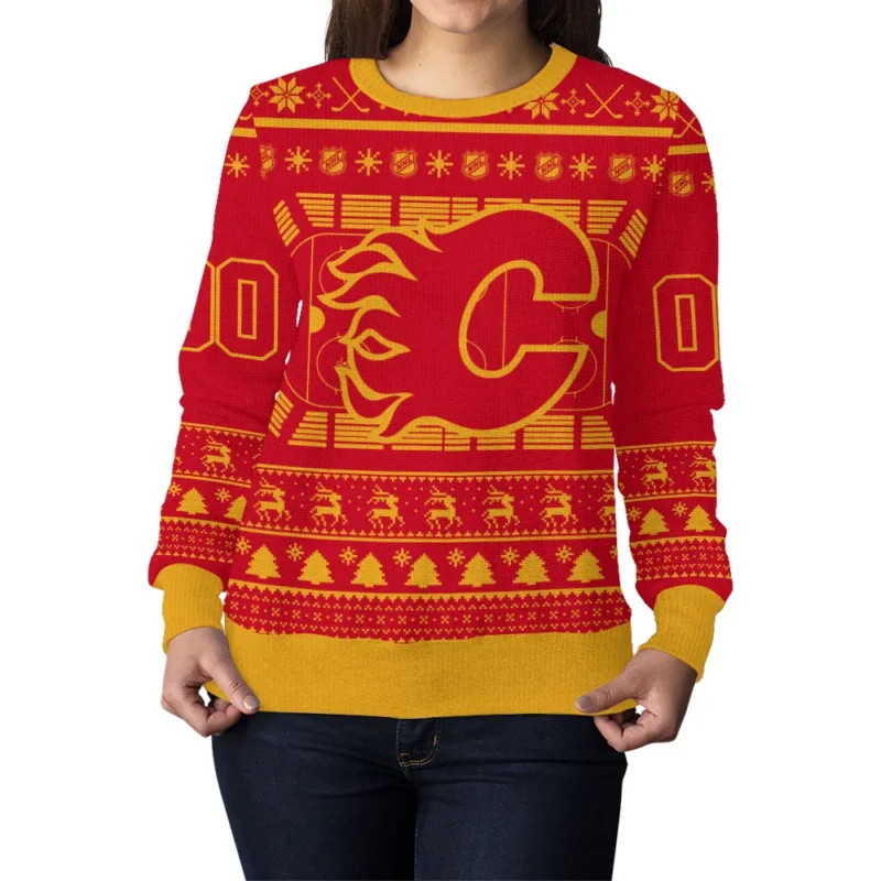 Special Release Calgary Flames NHL Ugly Sweater All Over Prints Christmas Season QTNHLTK160924A11