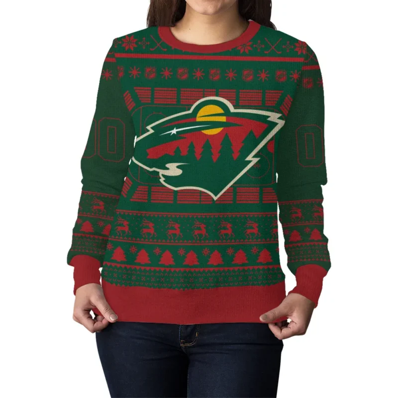 Special Release Minnesota Wild NHL Ugly Sweater All Over Prints Christmas Season QTNHLTK160924A4