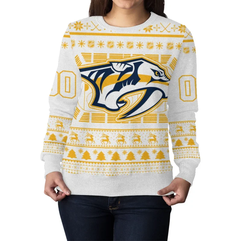 Special Release Nashville Predators NHL Ugly Sweater All Over Prints Christmas Season QTNHLTK160924A5