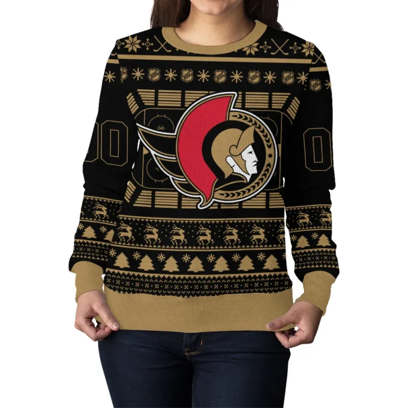 Special Release Ottawa Senators NHL Ugly Sweater All Over Prints Christmas Season QTNHLVA160924A6