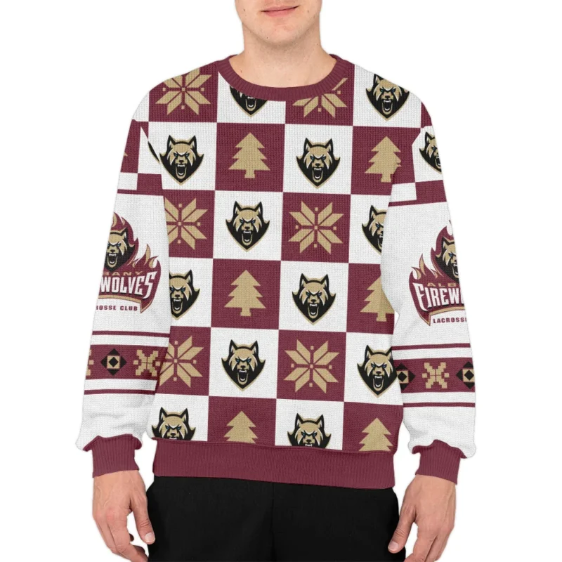 Special Release Ugly Sweater Albany FireWolves National Lacrosse League All Over Prints Christmas Season HONLL190924SW01ALB