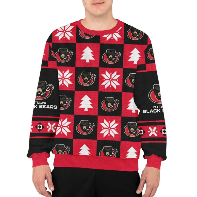 Special Release Ugly Sweater Ottawa Blackbears National Lacrosse League All Over Prints Christmas Season HONLL190924SW01OBB