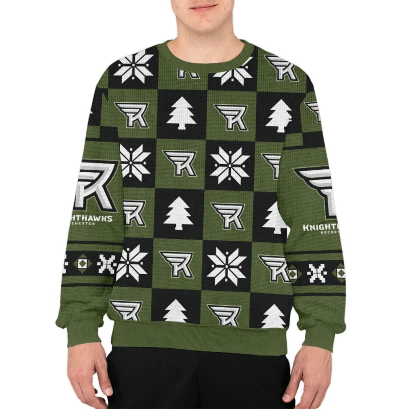 Special Release Ugly Sweater Rochester Knighthawks National Lacrosse League All Over Prints Christmas Season HONLL190924SW01ROC