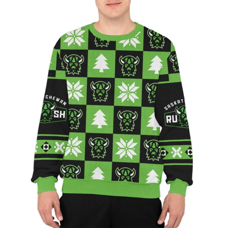 Special Release Ugly Sweater Saskatchewan Rush National Lacrosse League All Over Prints Christmas Season HONLL190924SW01SAS