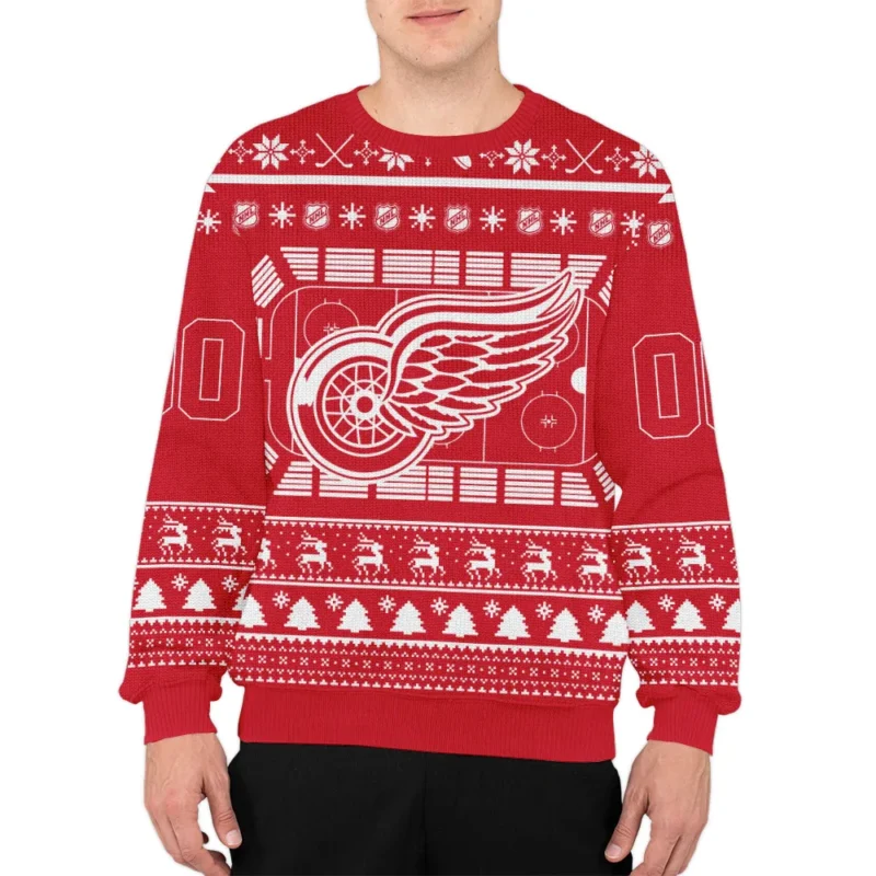 Special Release Detroit Red Wings NHL Ugly Sweater All Over Prints Christmas Season QTNHLVA160924A3