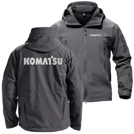 Komatsu Unique Logo Collection For Farmer Tractor Lovers Hooded Military Tactical Jacket BLF8424A1010