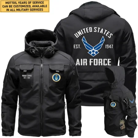 Proudly Served U.S. Air Force Outdoor Tactical Beetle Hooded Jacket With Pockets - BLVTR13924A1AF