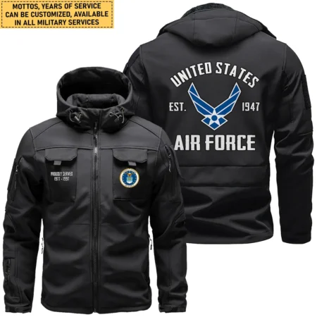 Proudly Served U.S. Air Force Outdoor Tactical Beetle Hooded Jacket With Pockets - BLVTR13924A1AF