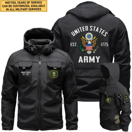 Proudly Served U.S. Army Outdoor Tactical Beetle Hooded Jacket With Pockets - BLVTR13924A1AM