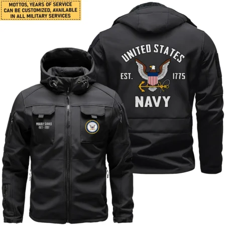 Proudly Served U.S. Navy Outdoor Tactical Beetle Hooded Jacket With Pockets - BLVTR13924A1NV