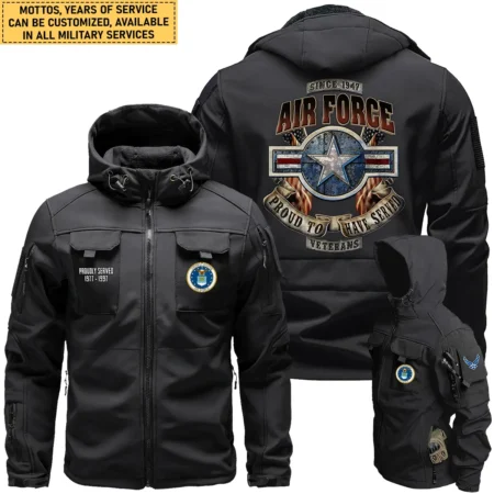 Proud To Have Served U.S. Air Force Outdoor Tactical Beetle Hooded Jacket With Pockets - BLVTR13924A2AF