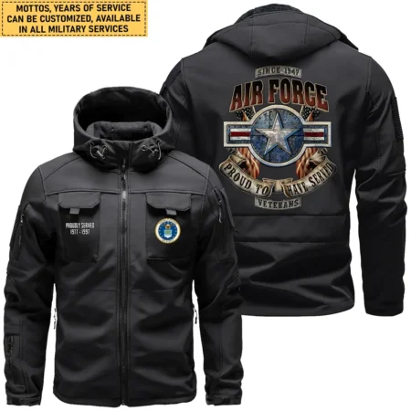 Proud To Have Served U.S. Air Force Outdoor Tactical Beetle Hooded Jacket With Pockets - BLVTR13924A2AF