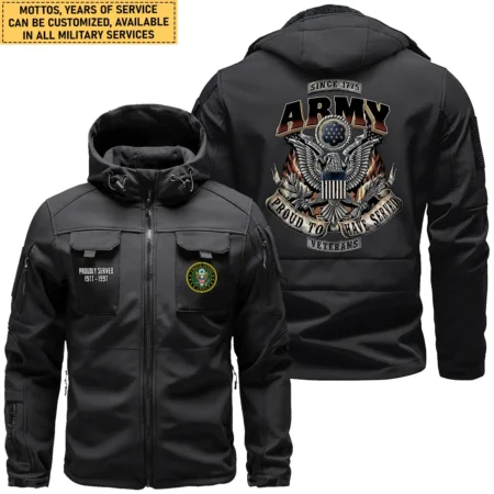 Proud To Have Served U.S. Army Outdoor Tactical Beetle Hooded Jacket With Pockets - BLVTR13924A2AM