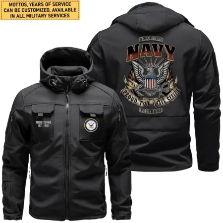 Proud To Have Served U.S. Navy Outdoor Tactical Beetle Hooded Jacket With Pockets - BLVTR13924A2NV