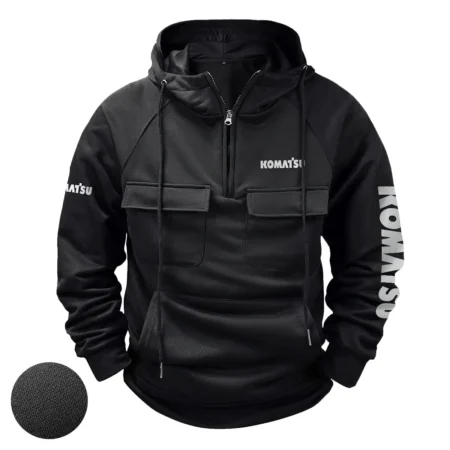 Komatsu Unique Logo Collection For Farmer Tractor Lovers Tactical Quarter Zip Hoodie BLF8424A102