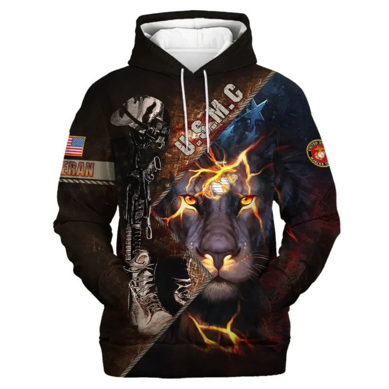 Helmet Rifle Boots Lion U.S. Marine Corps All Over Prints BLVTR17924A2MCHD - Hoodie