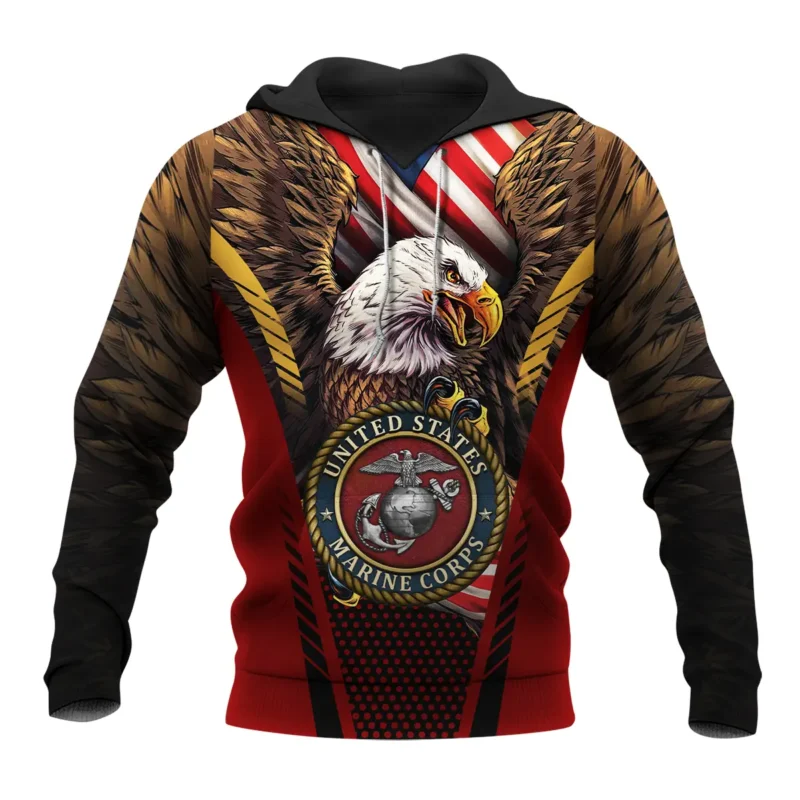 Eagle And Flag U.S. Marine Corps All Over Prints BLVTR20924A3MCHD - Hoodie