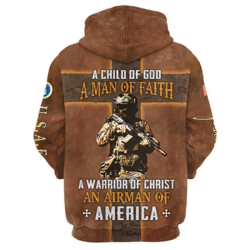 Child Of God Man Of Faith Warrior Of Christ America U.S. Air Force All Over Prints BLVTR17924A1AFHD - Hoodie