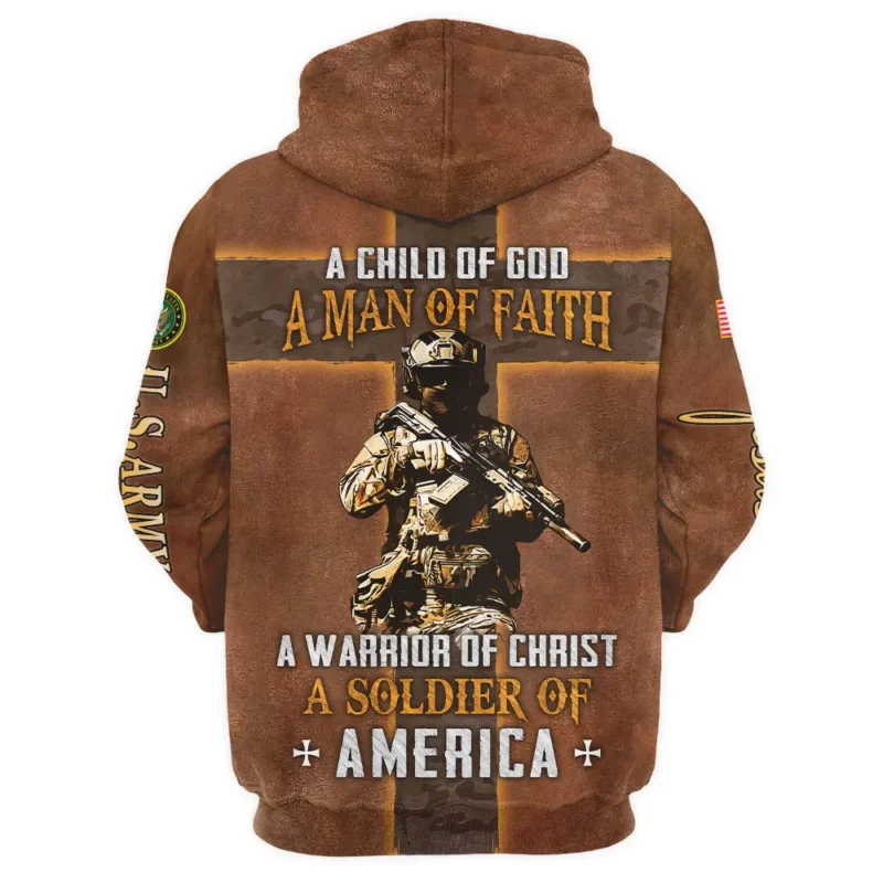 Child Of God Man Of Faith Warrior Of Christ America U.S. Army All Over Prints BLVTR17924A1AMHD - Hoodie