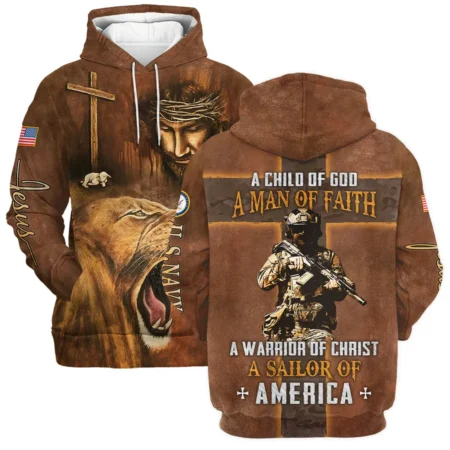 Child Of God Man Of Faith Warrior Of Christ America U.S. Navy All Over Prints BLVTR17924A1NVHD - Hoodie