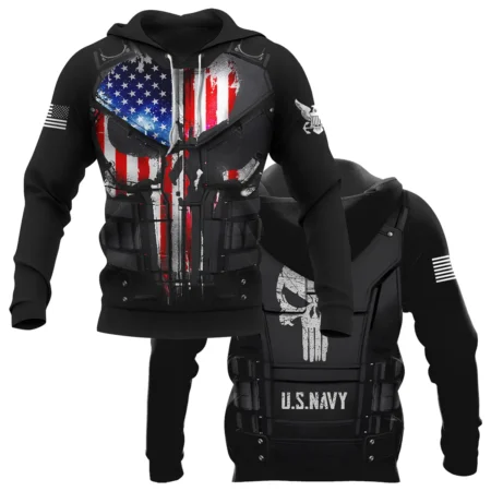 Punisher Skull U.S. Navy All Over Prints BLVTR18924A1NVHD - Hoodie