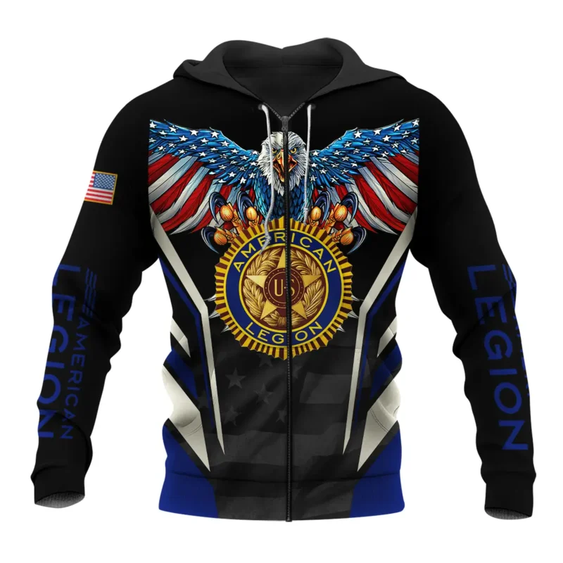 Eagle And American Legion United States Veteran All Over Prints BLVET24924A1ZHD - Zip Hoodie