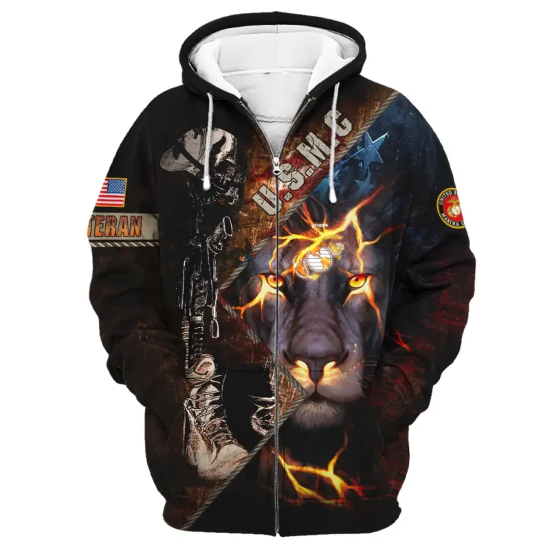 Helmet Rifle Boots Lion U.S. Marine Corps All Over Prints BLVTR17924A2MCZHD - Zip Hoodie