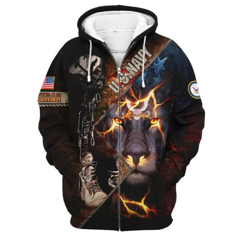 Helmet Rifle Boots Lion U.S. Navy All Over Prints BLVTR17924A2NVZHD - Zip Hoodie