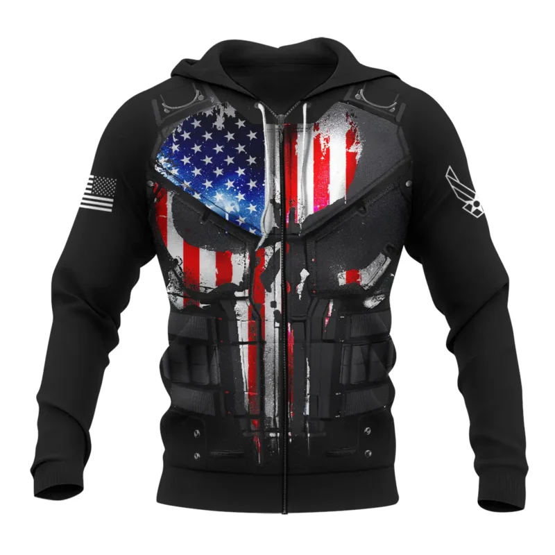 Punisher Skull U.S. Air Force All Over Prints BLVTR18924A1AFZHD - Zip Hoodie