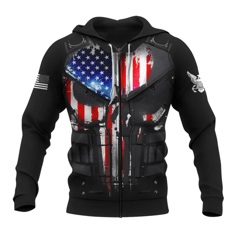 Punisher Skull U.S. Navy All Over Prints BLVTR18924A1NVZHD - Zip Hoodie