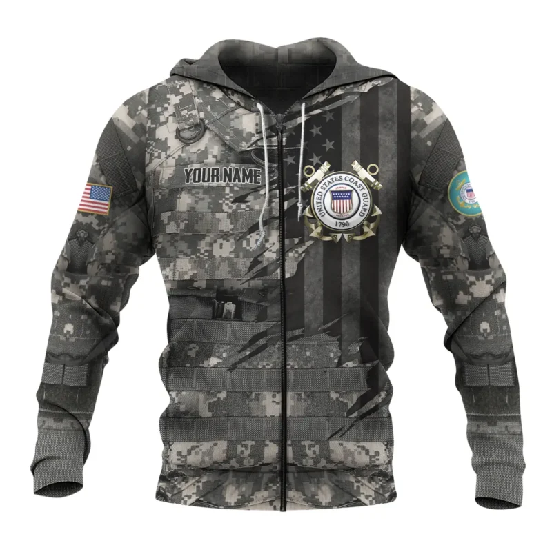 Uniform Camo Pattern U.S. Coast Guard All Over Prints BLVTR18924A2CGZHD - Zip Hoodie