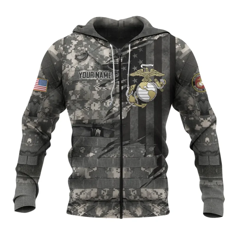 Uniform Camo Pattern U.S. Marine Corps All Over Prints BLVTR18924A2MCZHD - Zip Hoodie