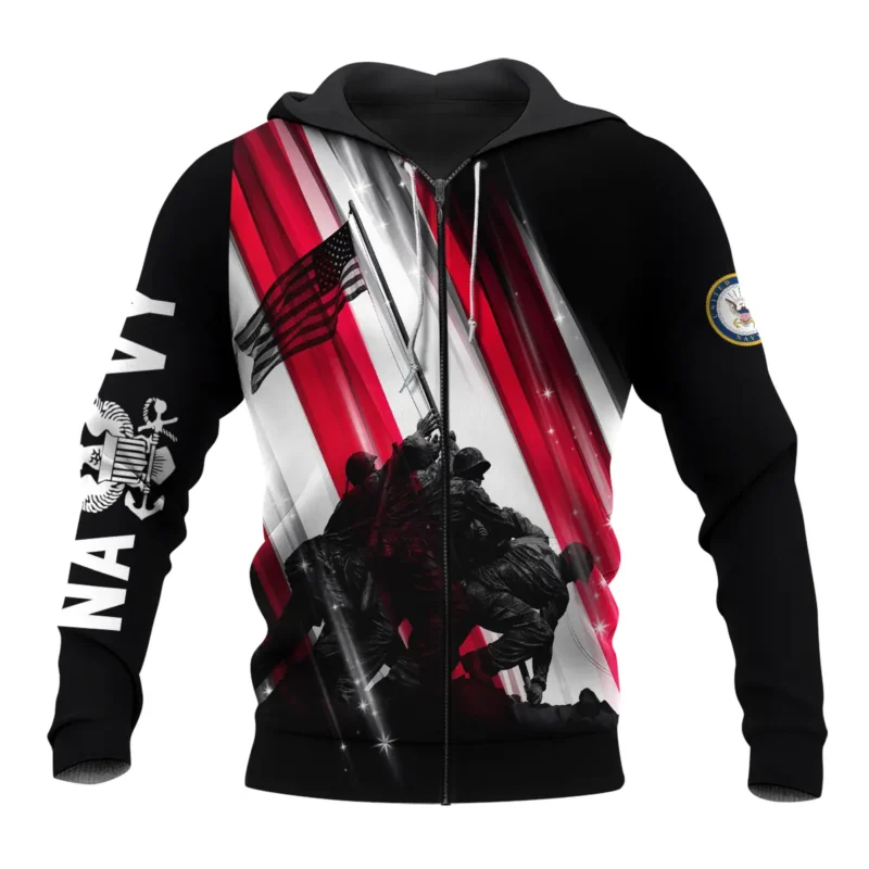 Raising the Flag U.S. Navy All Over Prints BLVTR20924A2NVZHD - Zip Hoodie