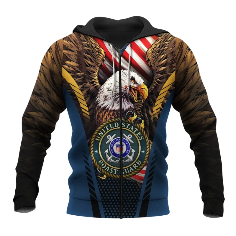 Eagle And Flag U.S. Coast Guard All Over Prints BLVTR20924A3CGZHD - Zip Hoodie