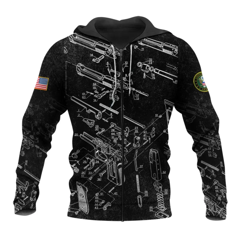 It's A Veteran Thing You Wouldn't Understand Bullet Dissection U.S. Army All Over Prints BLVTR21924A1AMZHD - Zip Hoodie