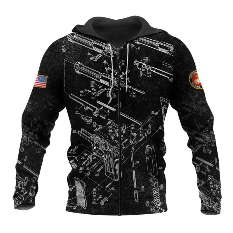 It's A Veteran Thing You Wouldn't Understand Bullet Dissection U.S. Marine Corps All Over Prints BLVTR21924A1MCZHD - Zip Hoodie