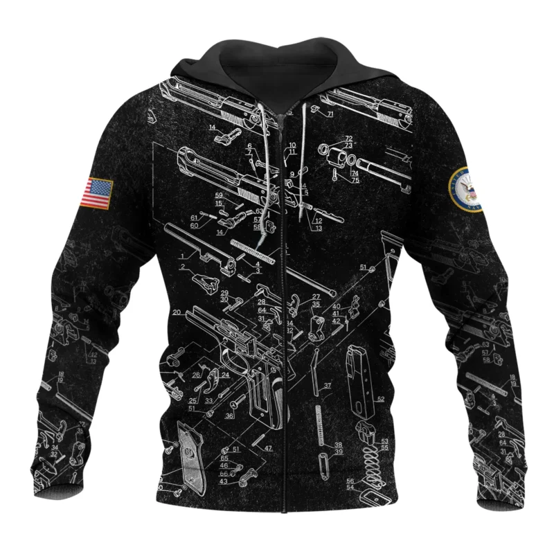 It's A Veteran Thing You Wouldn't Understand Bullet Dissection U.S. Navy All Over Prints BLVTR21924A1NVZHD - Zip Hoodie