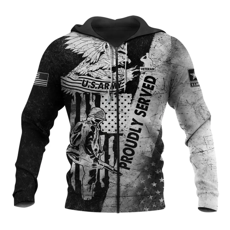 Proudly Served Eagle US Flag U.S. Army All Over Prints BLVTR21924A2AMZHD - Zip Hoodie