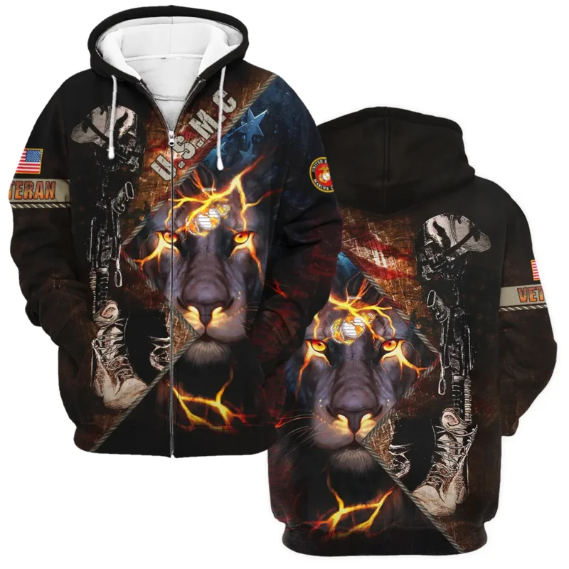 Helmet Rifle Boots Lion U.S. Marine Corps All Over Prints BLVTR17924A2MCZHD - Zip Hoodie