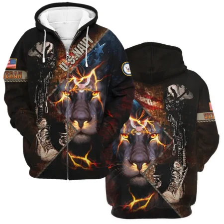 Helmet Rifle Boots Lion U.S. Navy All Over Prints BLVTR17924A2NVZHD - Zip Hoodie