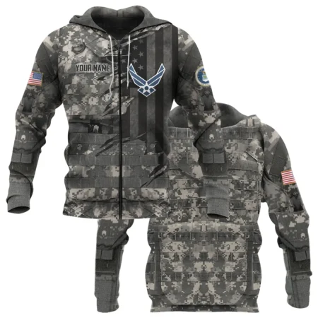 Uniform Camo Pattern U.S. Air Force All Over Prints BLVTR18924A2AFZHD - Zip Hoodie