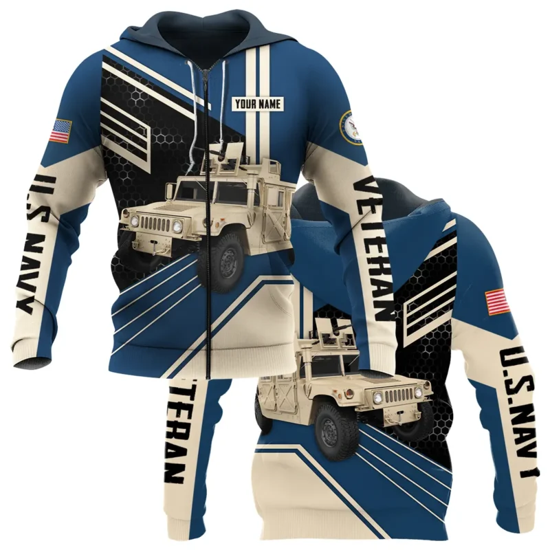 Military Trucks U.S. Navy All Over Prints BLVTR19924A1NVZHD - Zip Hoodie