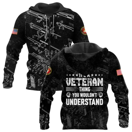 It's A Veteran Thing You Wouldn't Understand Bullet Dissection U.S. Marine Corps All Over Prints BLVTR21924A1MCZHD - Zip Hoodie