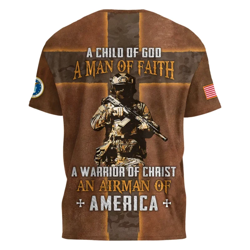 Child Of God Man Of Faith Warrior Of Christ America U.S. Air Force All Over Prints BLVTR17924A1AFTS - T Shirt