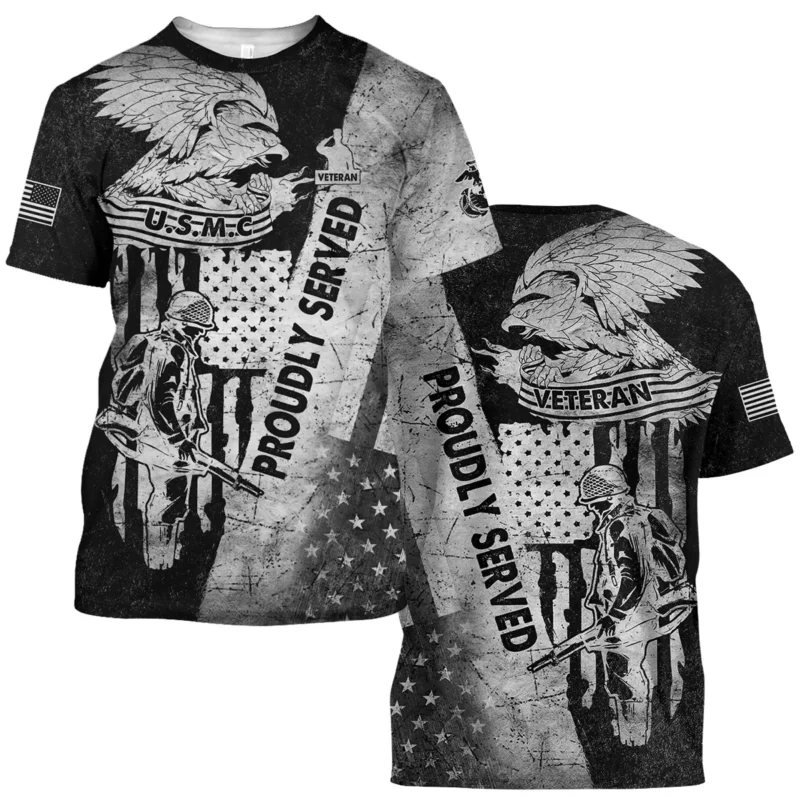 Proudly Served Eagle US Flag U.S. Marine Corps All Over Prints BLVTR21924A2MCTS - T Shirt