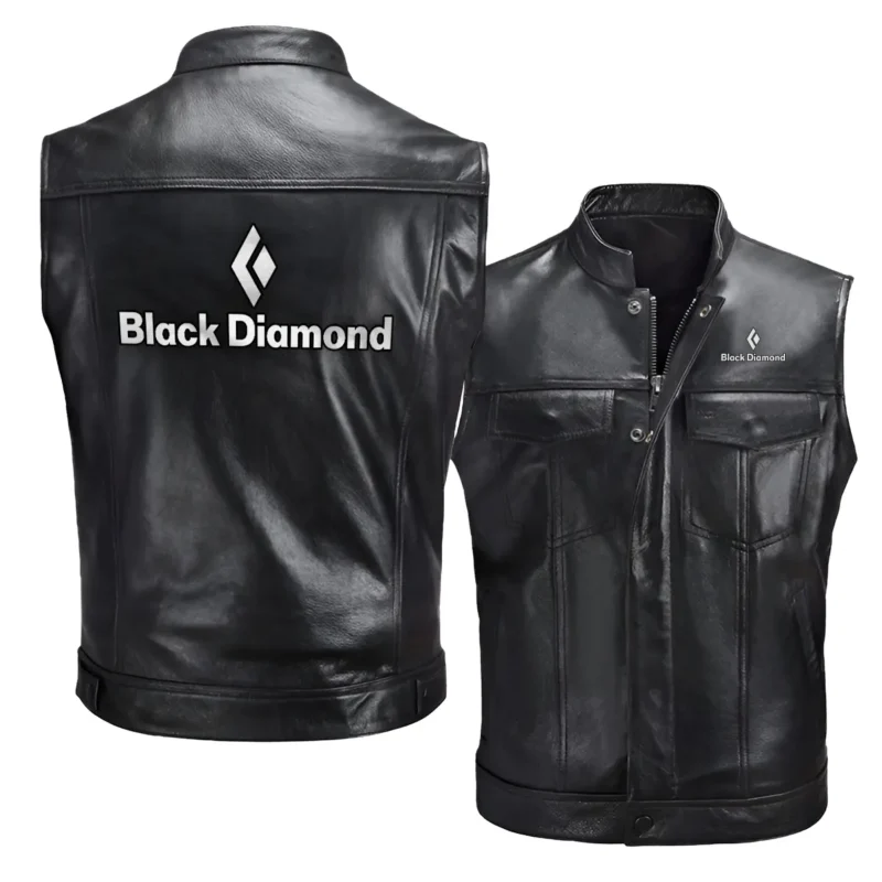 Collection Release Black Diamond Camping Brand Zipper Sleeveless Leather Jackets BLCP9924A5BD