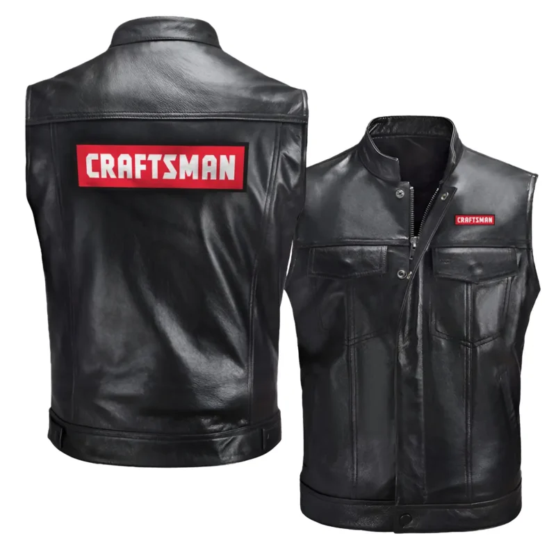 Collection Release Craftsman Brand Agricultural and Craftwork Farmer Zipper Sleeveless Leather Jackets BLF15924A155