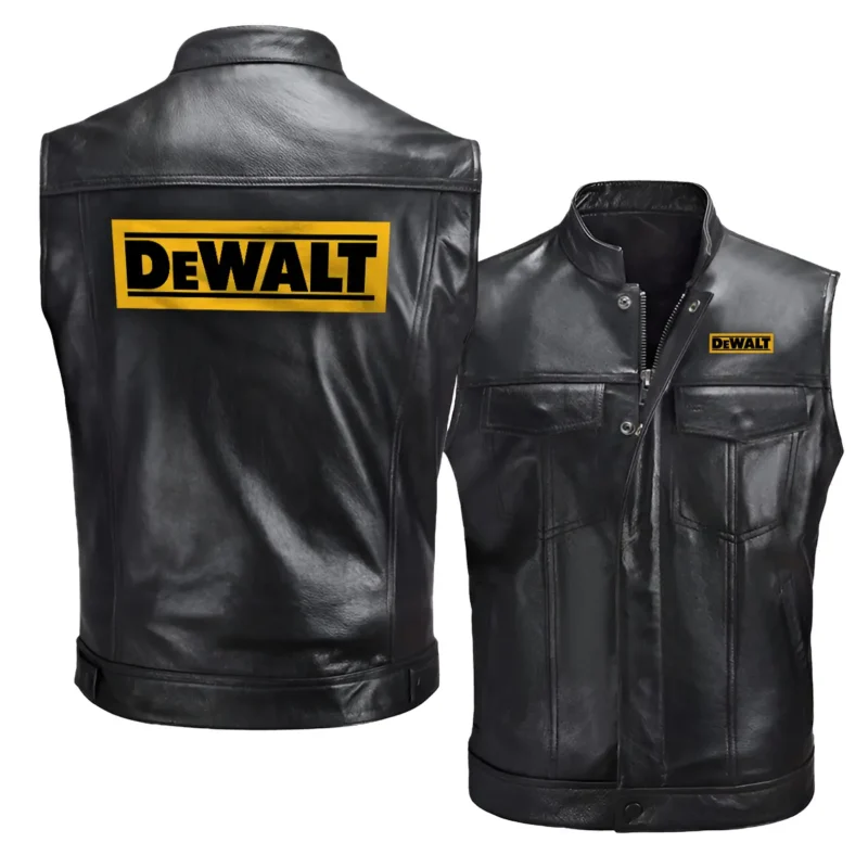 Collection Release DeWalt Brand Agricultural and Craftwork Farmer Zipper Sleeveless Leather Jackets BLF15924A165